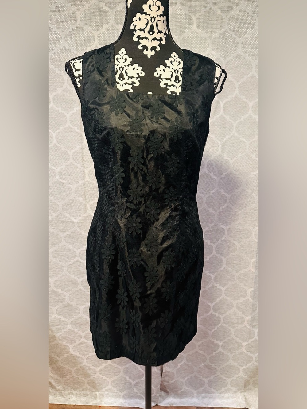 Alyn Paige VTG 90s/Y2K Black Floral Lace Mini Dress size S